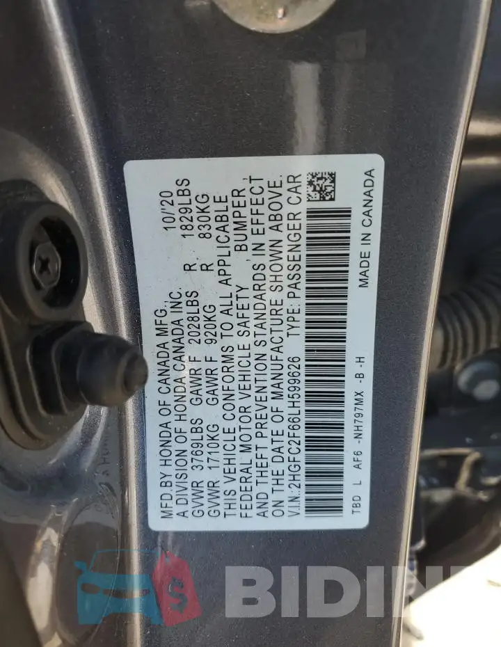 2HGFC2F66LH599626 Photo# 12