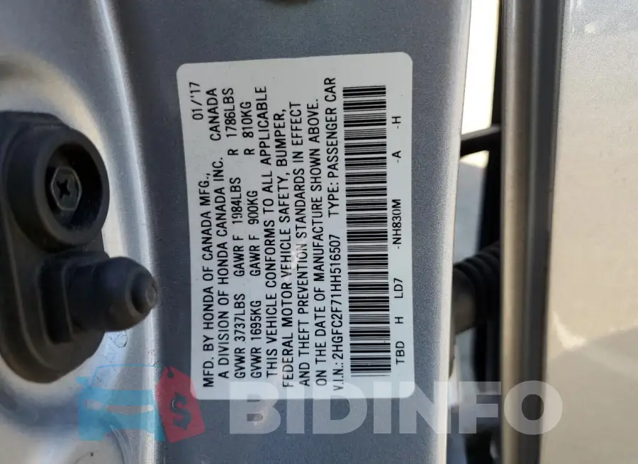 2HGFC2F71HH516507 Photo# 13