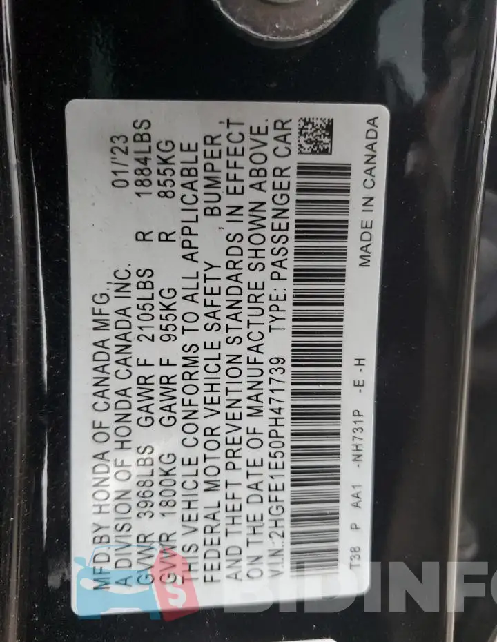 2HGFE1E50PH471739 Photo# 12