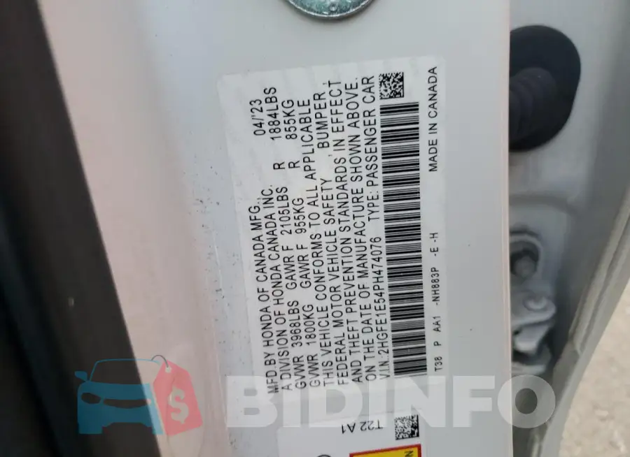 2HGFE1E54PH474076 Photo# 12