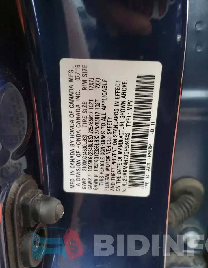 2HKRM4H73GH684642 Photo# 12