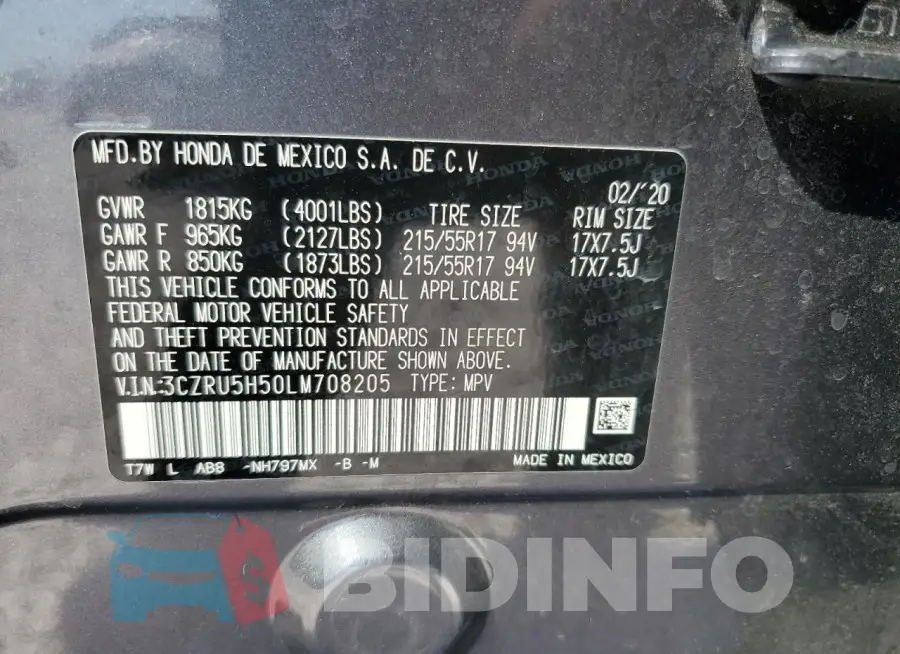3CZRU5H50LM708205 Photo# 14