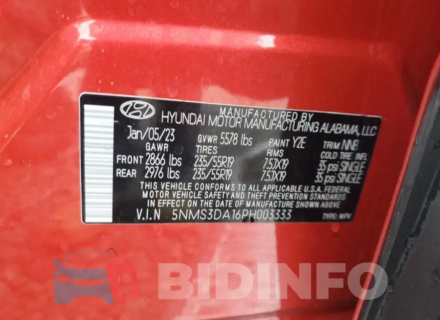 5NMS3DA16PH003333 Photo# 12