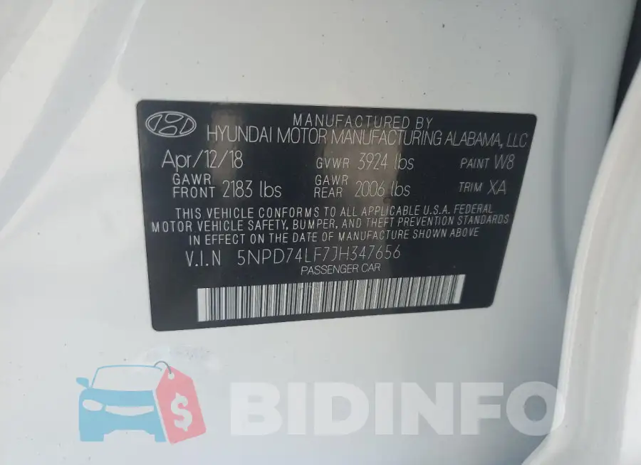 5NPD74LF7JH347656 Photo# 13