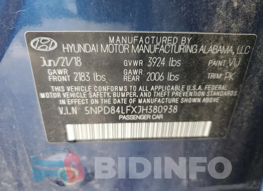 5NPD84LFXJH380938 Photo# 12