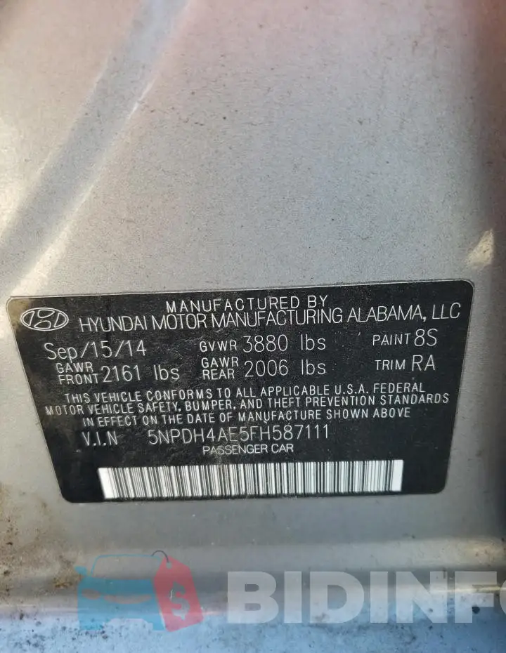 5NPDH4AE5FH587111 Photo# 13
