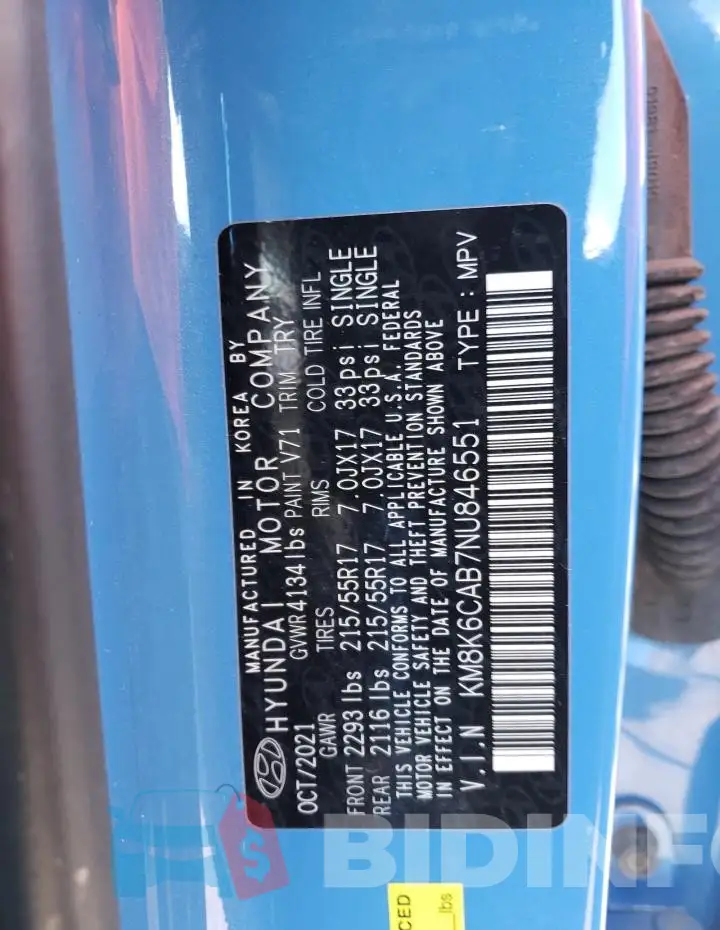 KM8K6CAB7NU846551 Photo# 12
