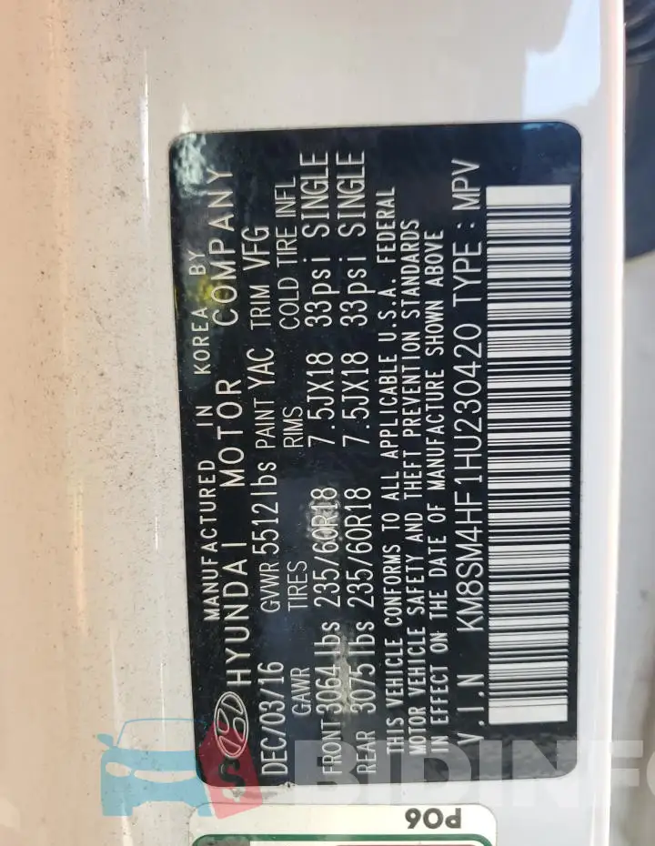 KM8SM4HF1HU230420 Photo# 13