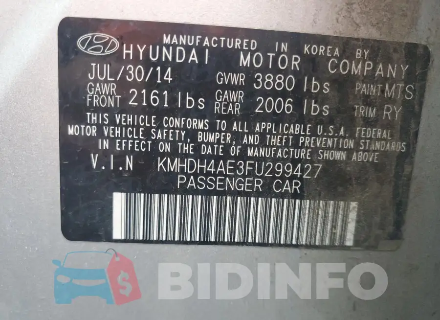 KMHDH4AE3FU299427 Photo# 12