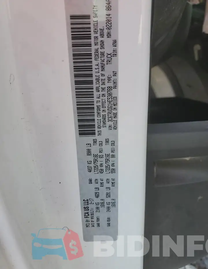 3C6TRVDG1HE530768 Photo# 13