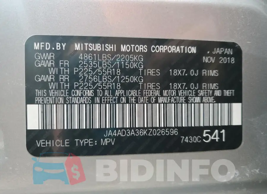 JA4AD3A36KZ026596 Photo# 13
