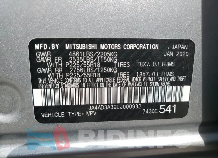 JA4AD3A39LJ000932 Photo# 13