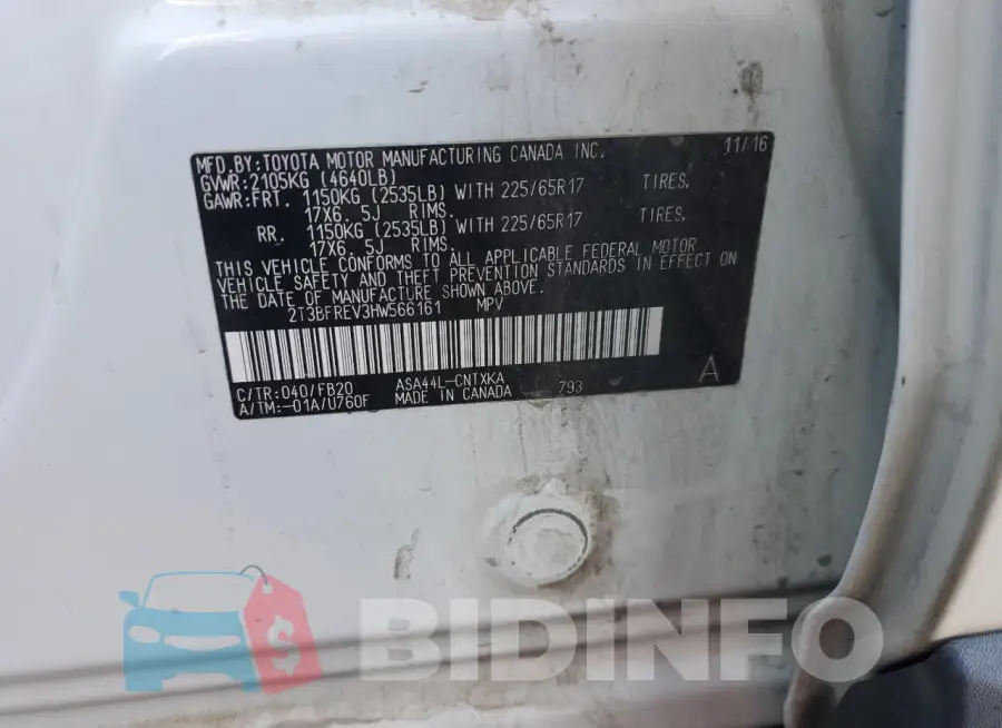 2T3BFREV3HW566161 Photo# 12