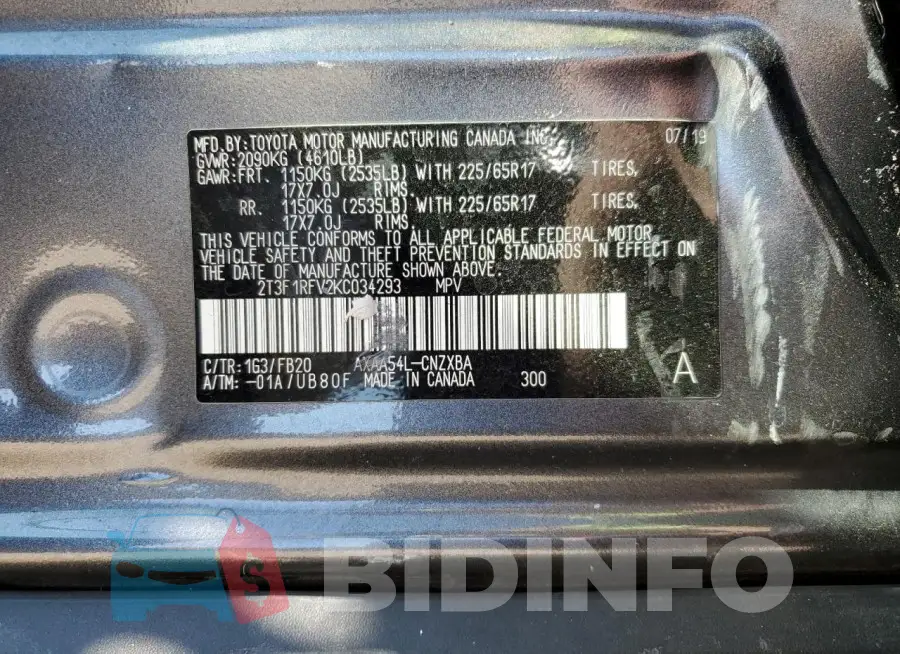 2T3F1RFV2KC034293 Photo# 14