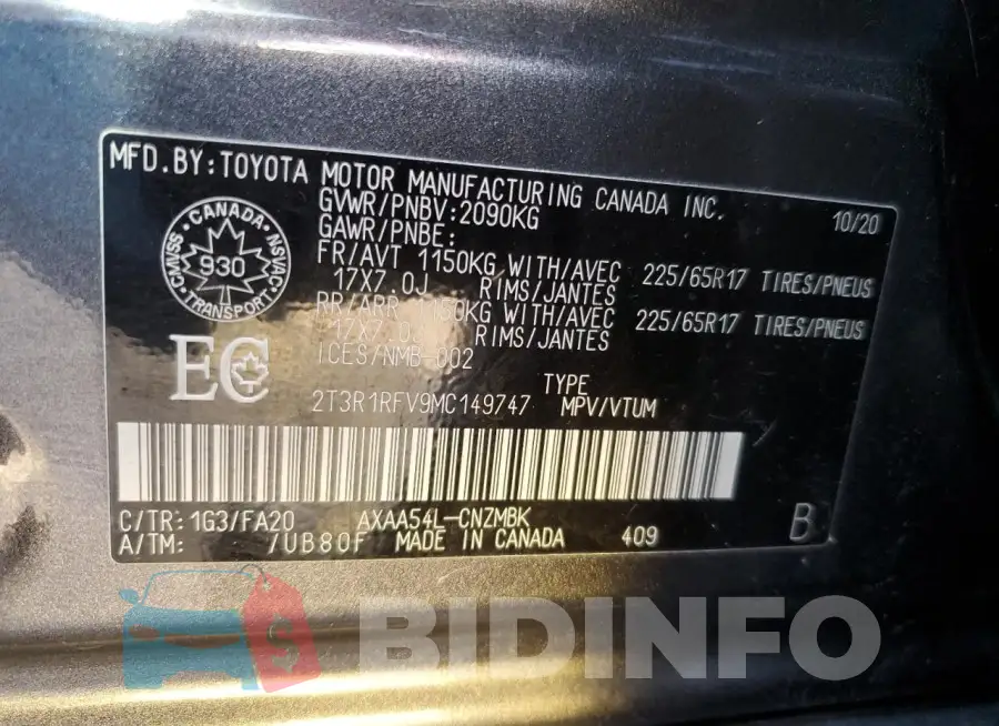 2T3R1RFV9MC149747 Photo# 13