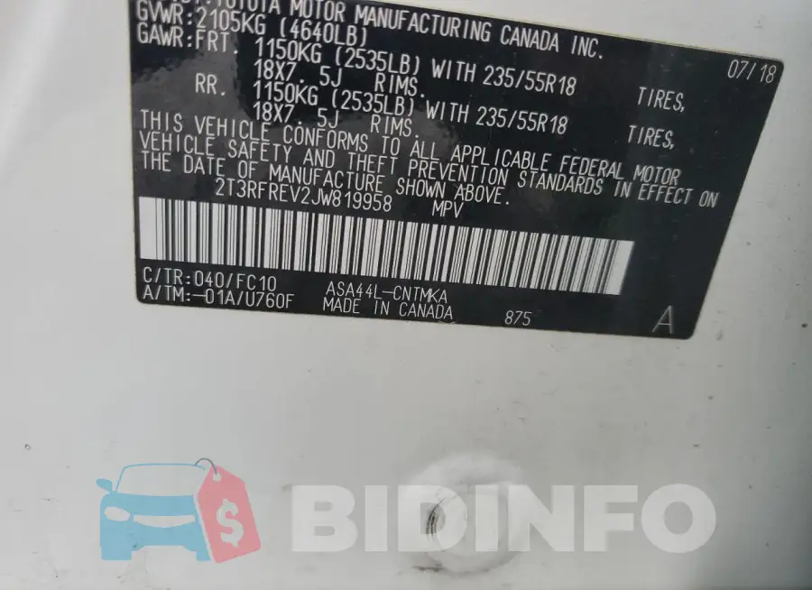 2T3RFREV2JW819958 Photo# 13
