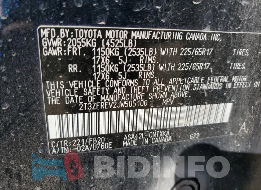2T3ZFREV2JW505100 Photo# 13