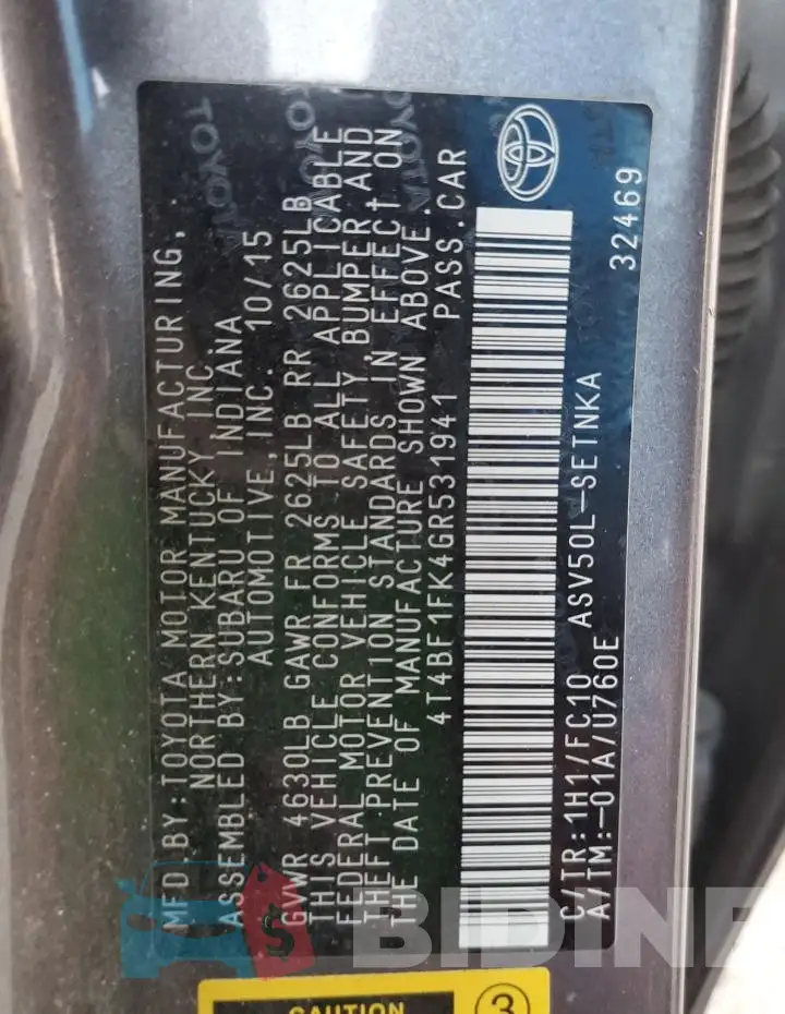 4T4BF1FK4GR531941 Photo# 12