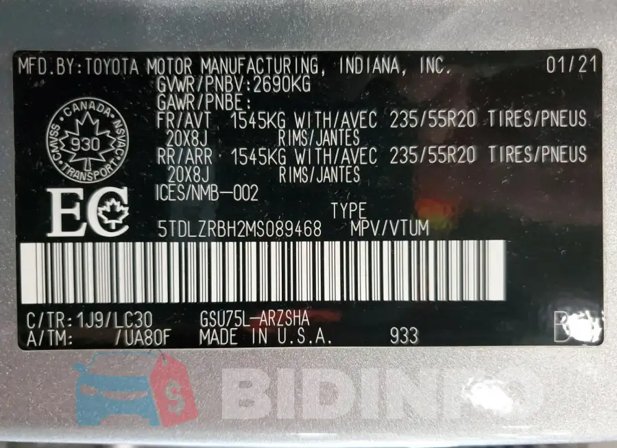 5TDLZRBH2MS089468 Photo# 14