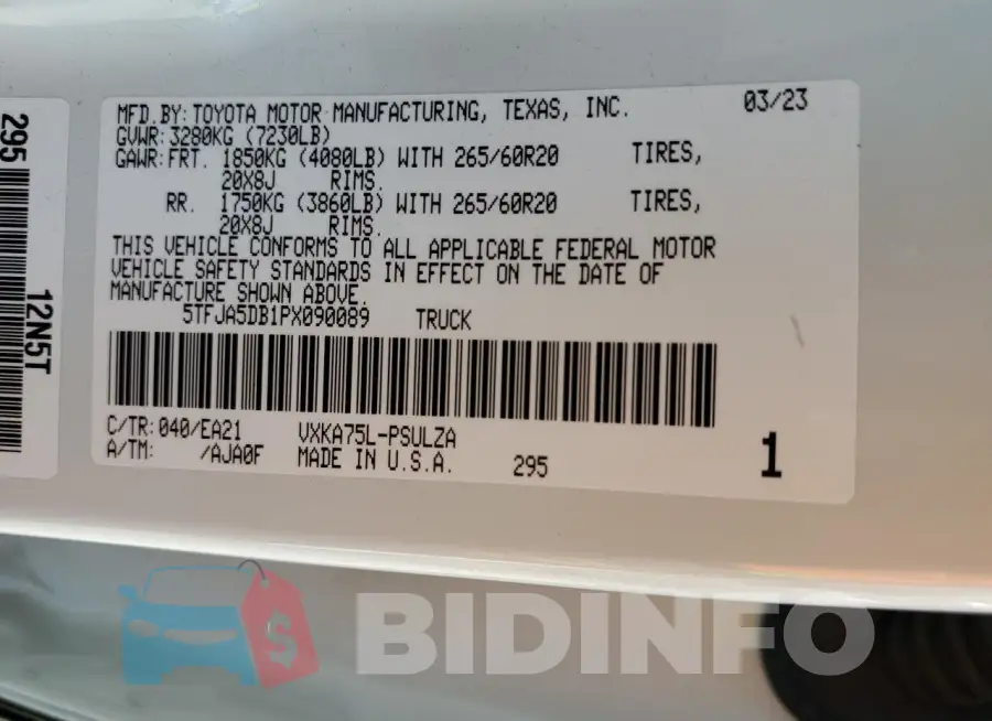 5TFJA5DB1PX090089 Photo# 12