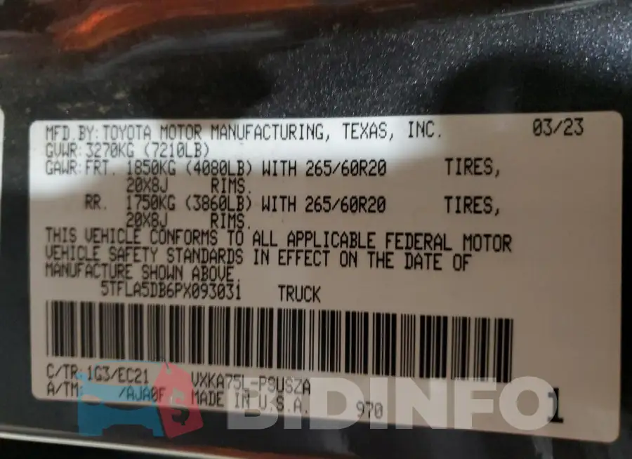 5TFLA5DB6PX093031 Photo# 13