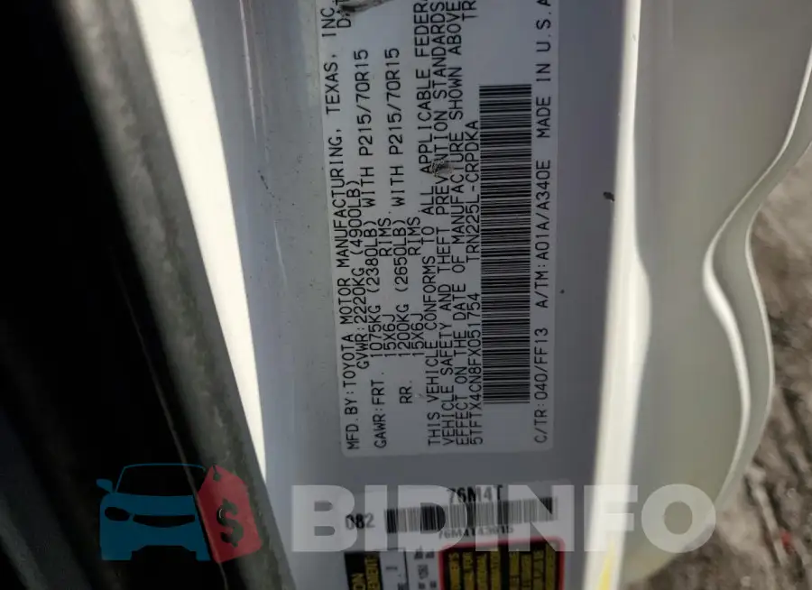 5TFTX4CN8FX051754 Photo# 13