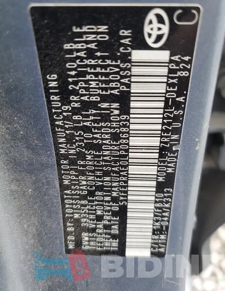 5YFEPRAE0LP086839 Photo# 12