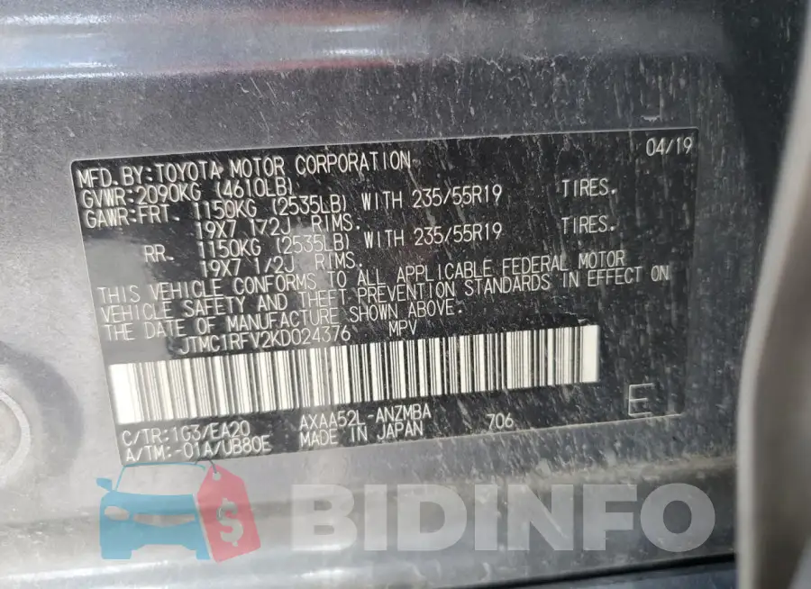 JTMC1RFV2KD024376 Photo# 13