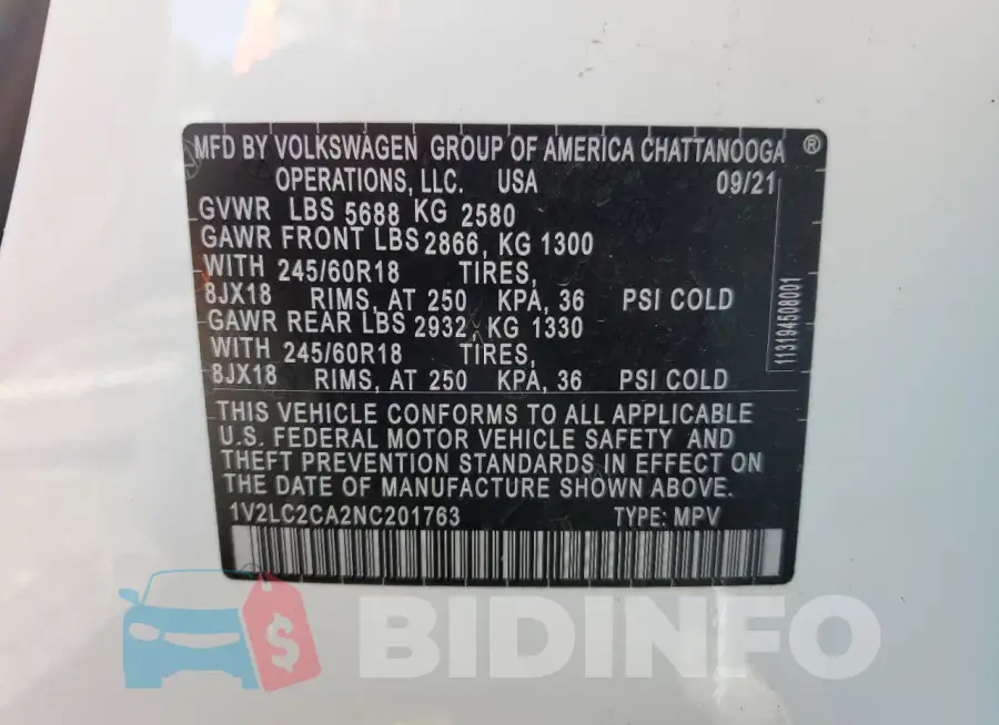 1V2LC2CA2NC201763 Photo# 12