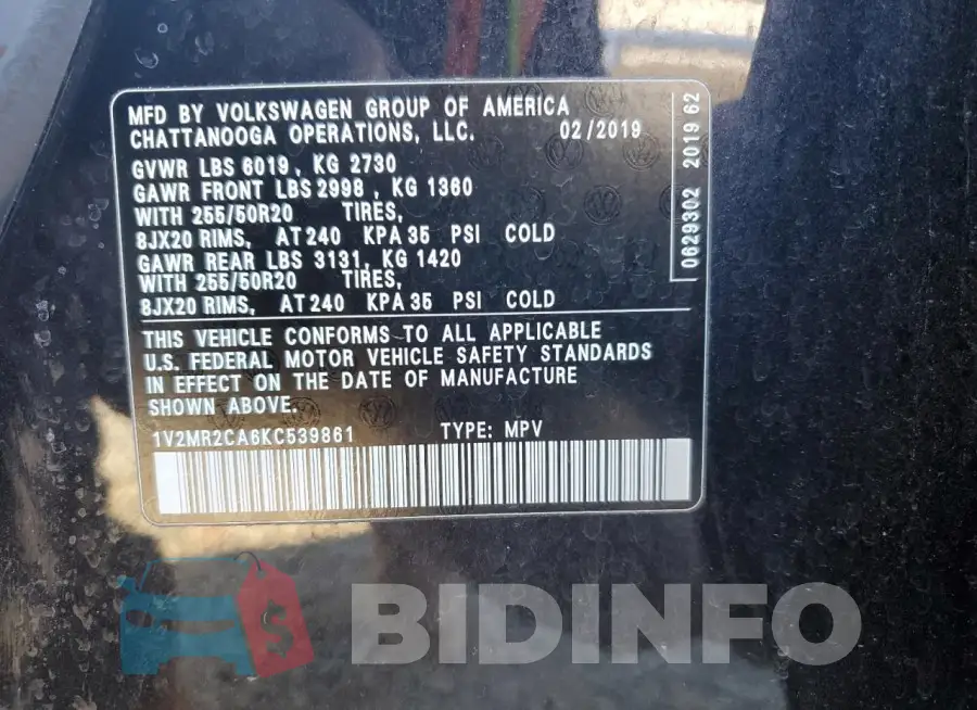1V2MR2CA6KC539861 Photo# 13
