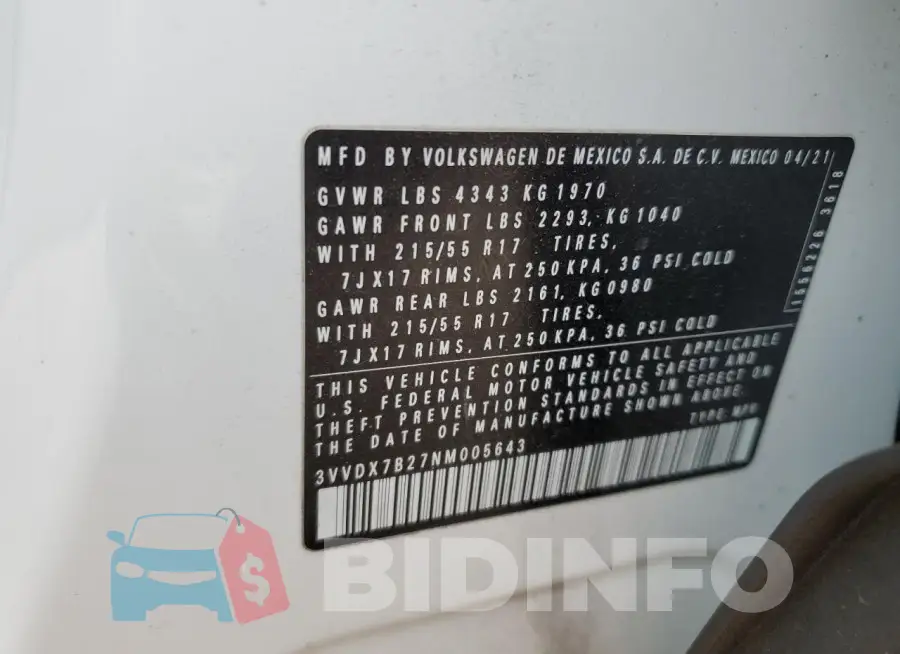 3VVDX7B27NM005643 Photo# 14