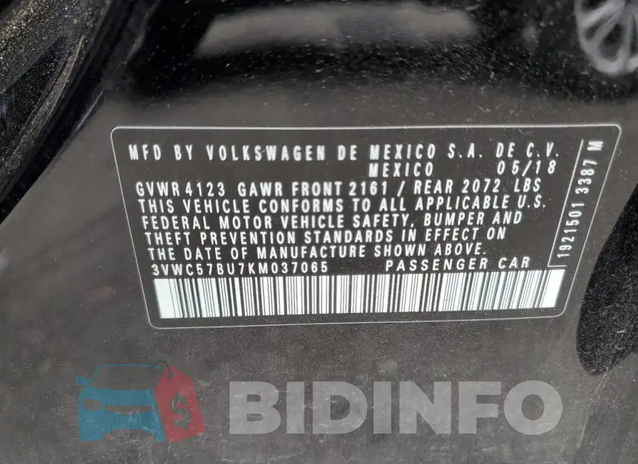 3VWC57BU7KM037065 Photo# 12
