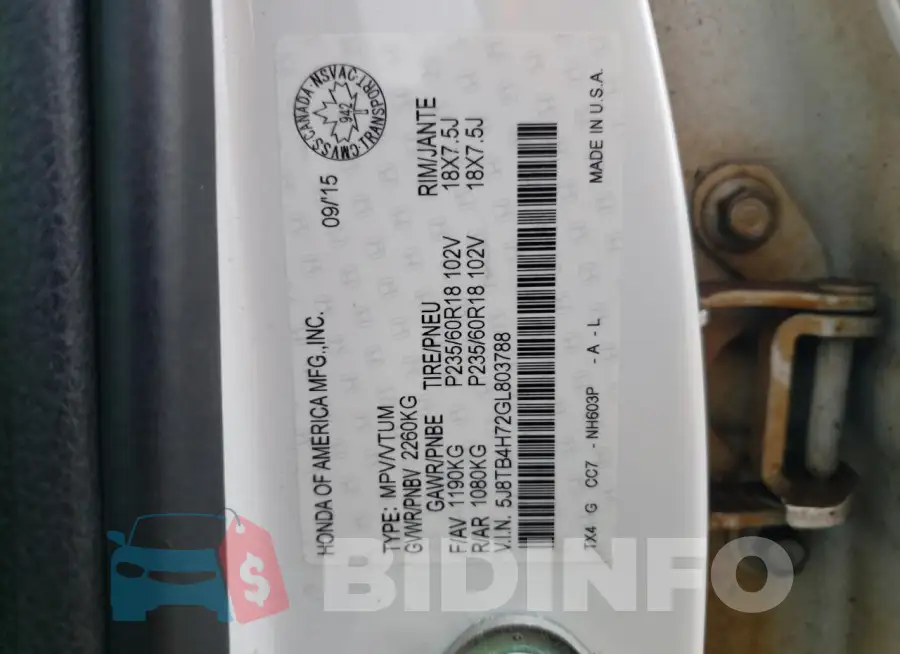 5J8TB4H72GL803788 Photo# 13