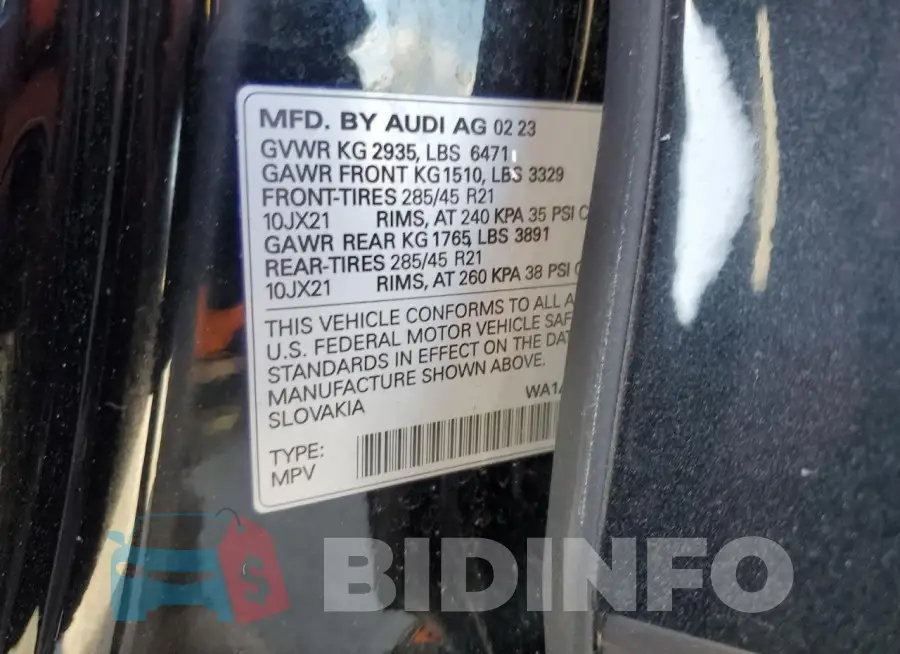 WA1AVBF1XPD020187 Photo# 13