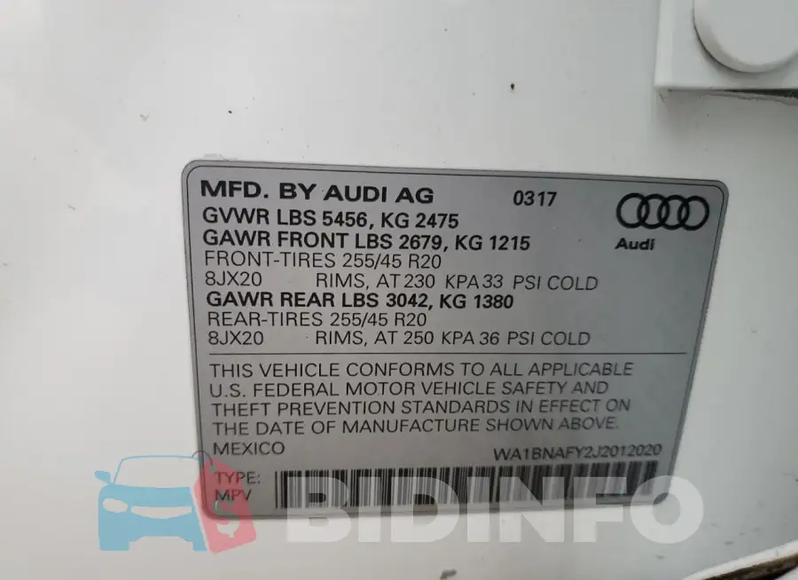 WA1BNAFY2J2012020 Photo# 13