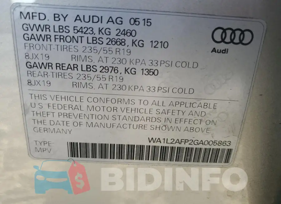 WA1L2AFP2GA005863 Photo# 12