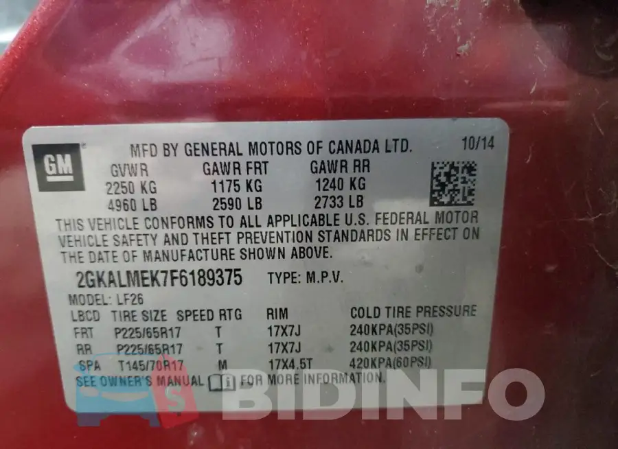 2GKALMEK7F6189375 Photo# 13