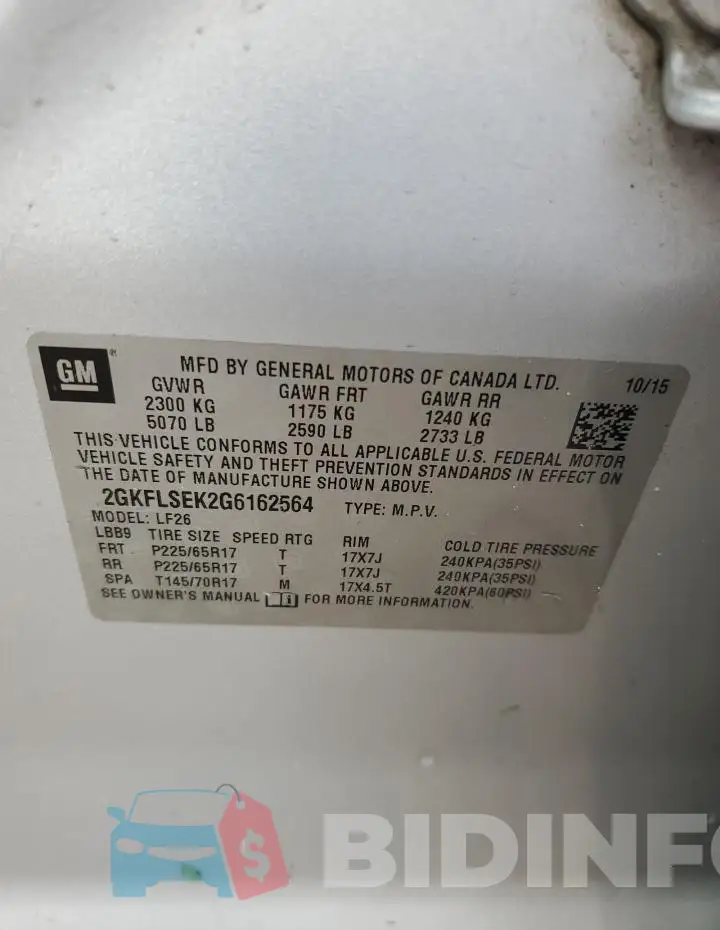 2GKFLSEK2G6162564 Photo# 13