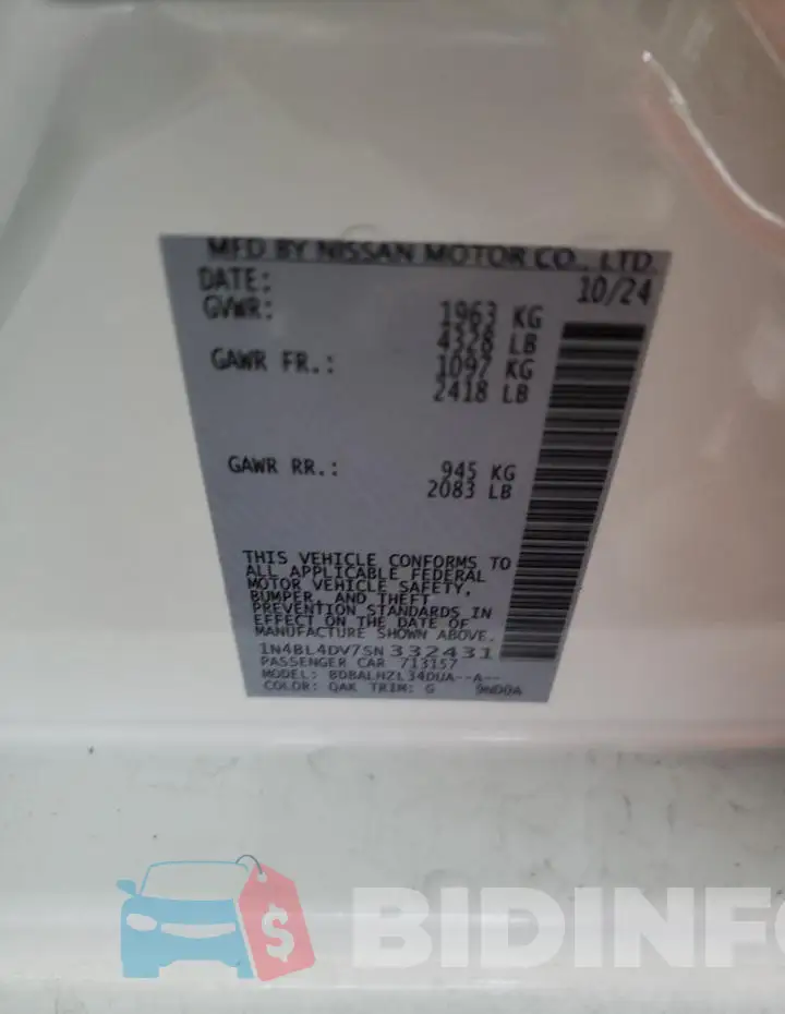 1N4BL4DV7SN332431 Photo# 12