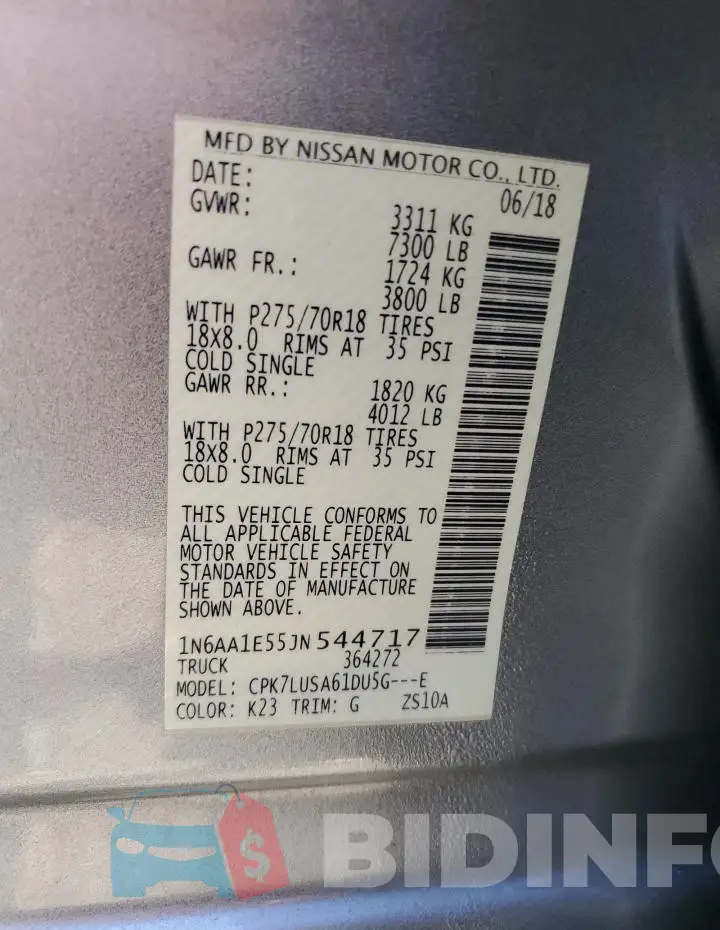 1N6AA1E55JN544717 Photo# 12
