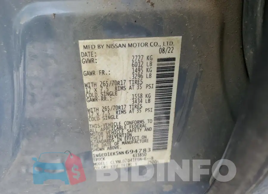 1N6ED1EK5NN694783 Photo# 13