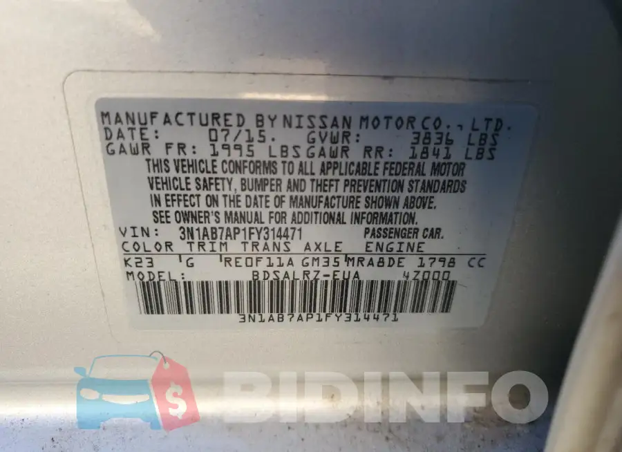 3N1AB7AP1FY314471 Photo# 12