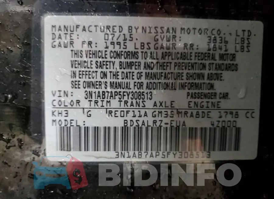 3N1AB7AP5FY308513 Photo# 12