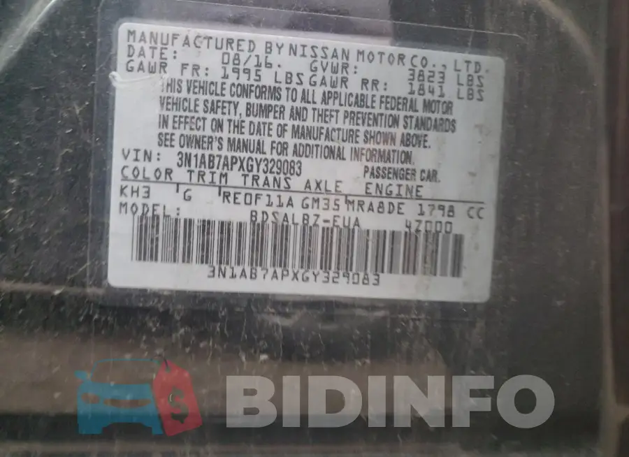 3N1AB7APXGY329083 Photo# 12