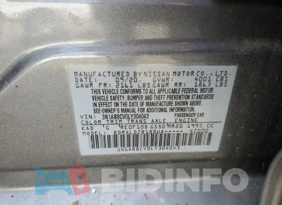 3N1AB8CV0LY304043 Photo# 12