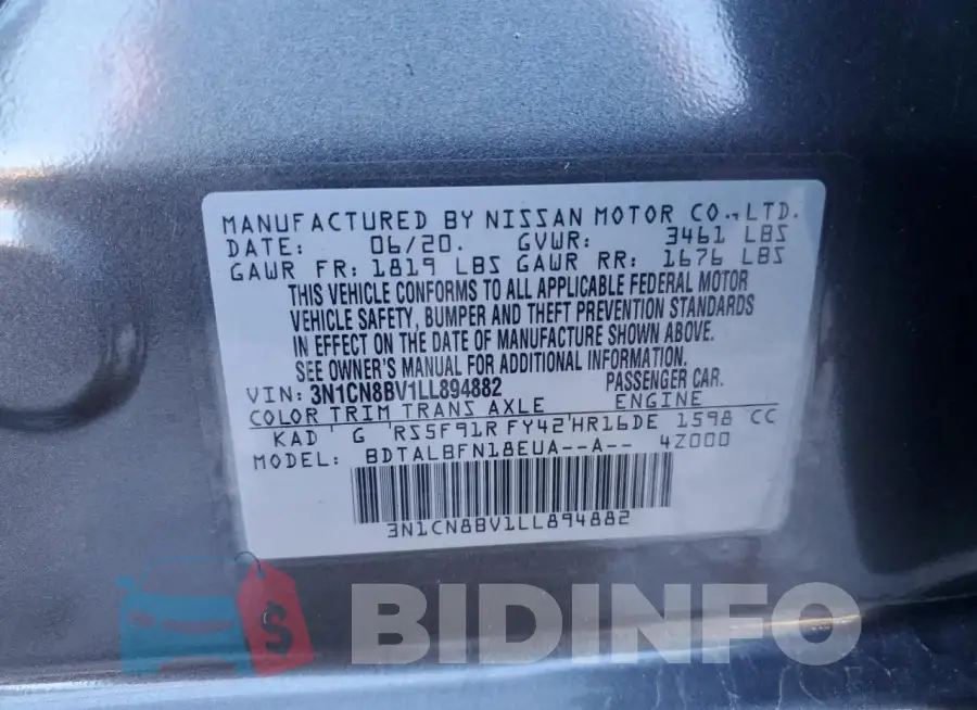 3N1CN8BV1LL894882 Photo# 12