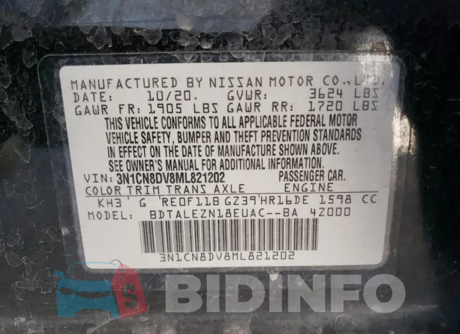 3N1CN8DV8ML821202 Photo# 12