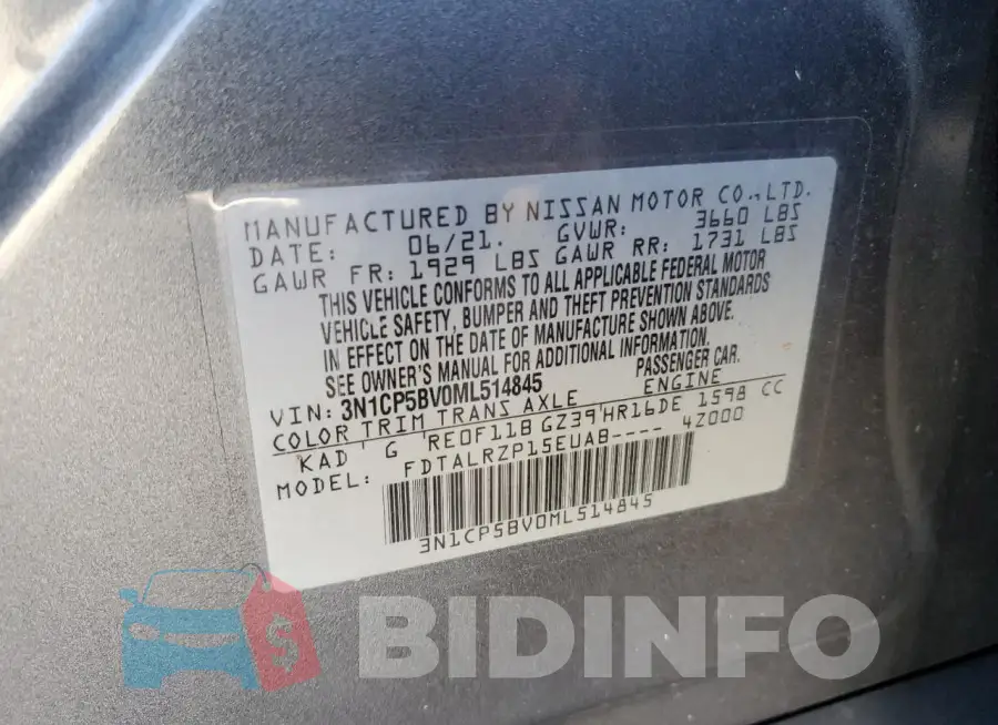 3N1CP5BV0ML514845 Photo# 13