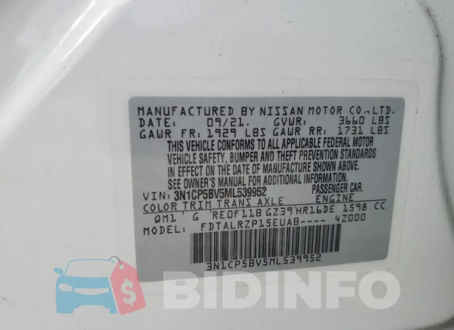 3N1CP5BV5ML539952 Photo# 12