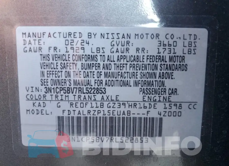 3N1CP5BV7RL522853 Photo# 13